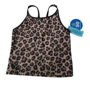 Sol Borne Swim Top XL 14/16 Girls Brown Black‎ Animal Print NWT Beach Lake